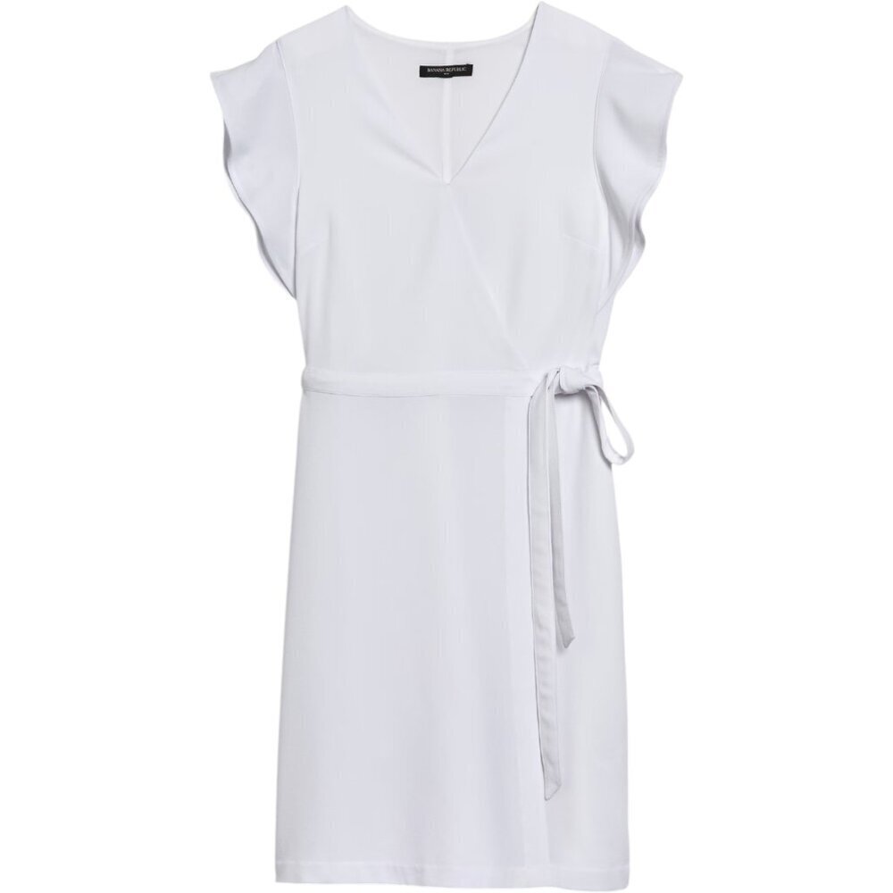 NWT Banana Republic White Wrap Front Flutter Dress size 4